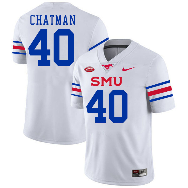 SMU Mustangs #40 Elijah Chatman Jersey College Football Uniforms-White